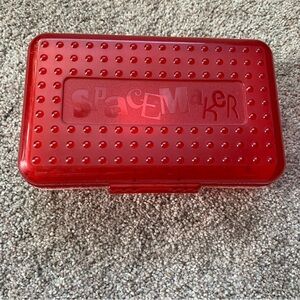 Vintage Spacemaker Pencil Box Red And Frosted Clear 90's Plastic Storage Case